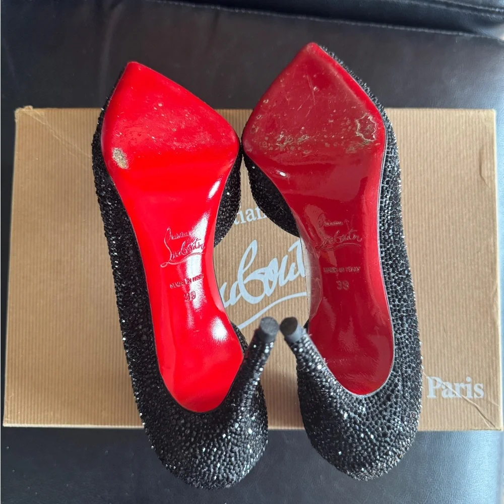 Christian Louboutin Black Glitter Heels - Picture 7 of 10